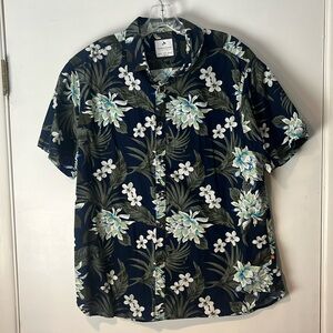Navy Tropical Floral button down shirt